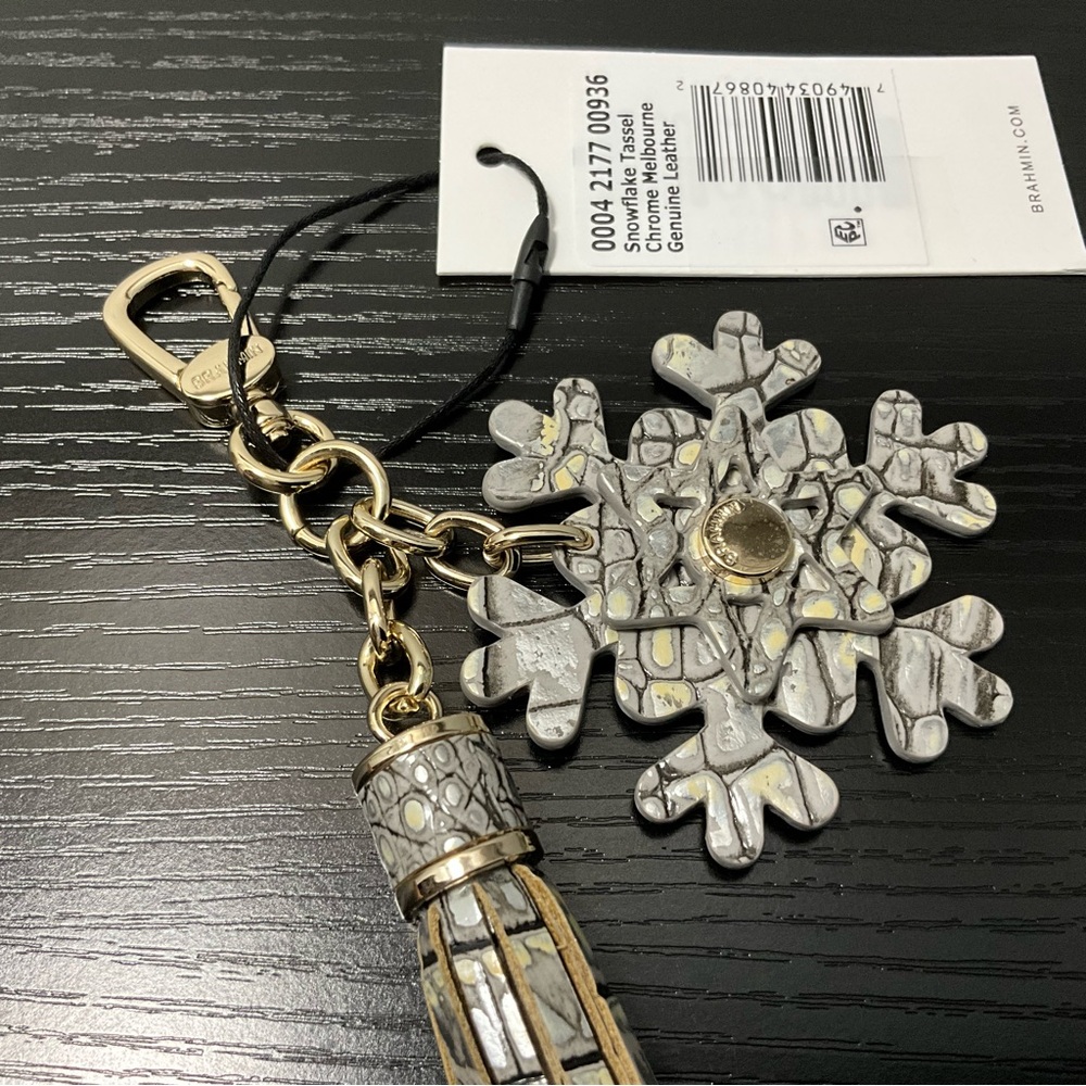 Brahmin Gold and Silver Snowflake Tassel Keychain - Picture 4 of 5